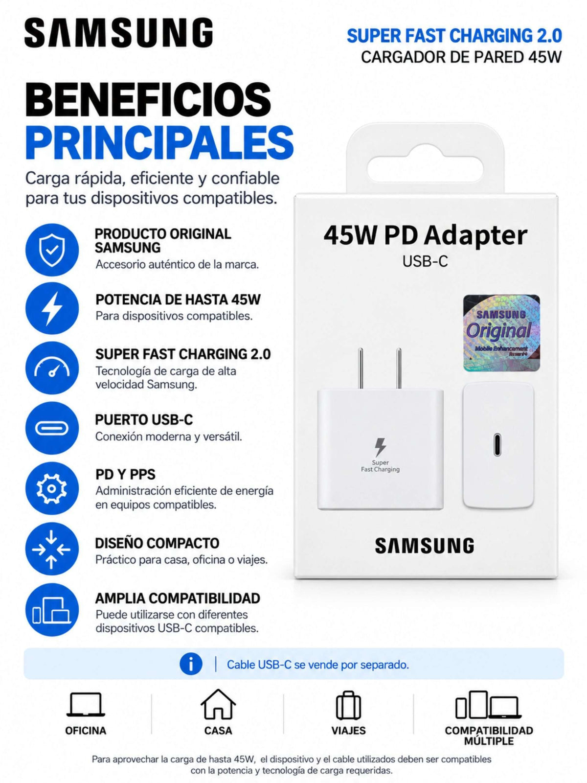 Cargador Original Samsung 45W USB-C