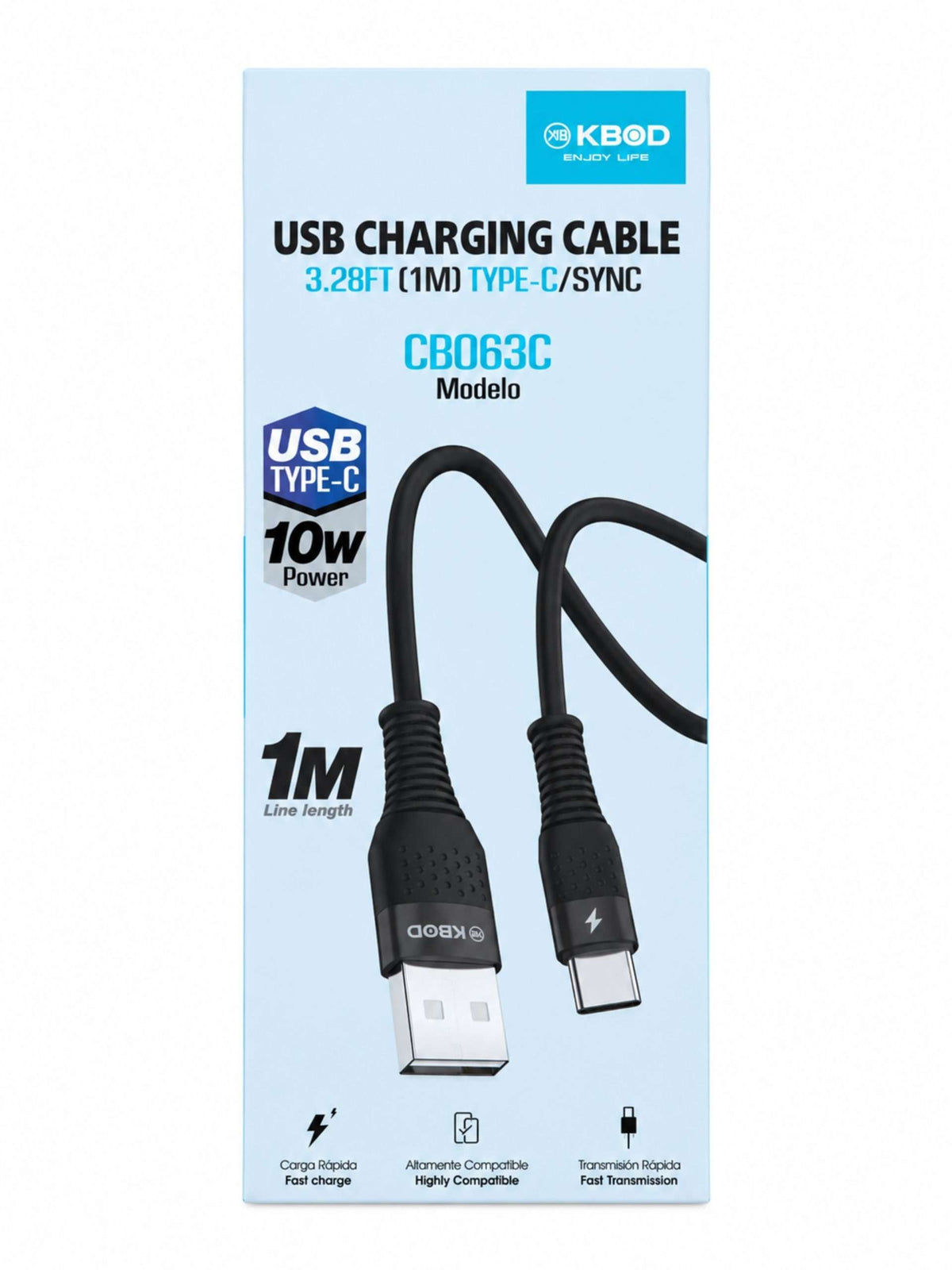 Cable USB-A a USB-C 10W 1 m | KBOD