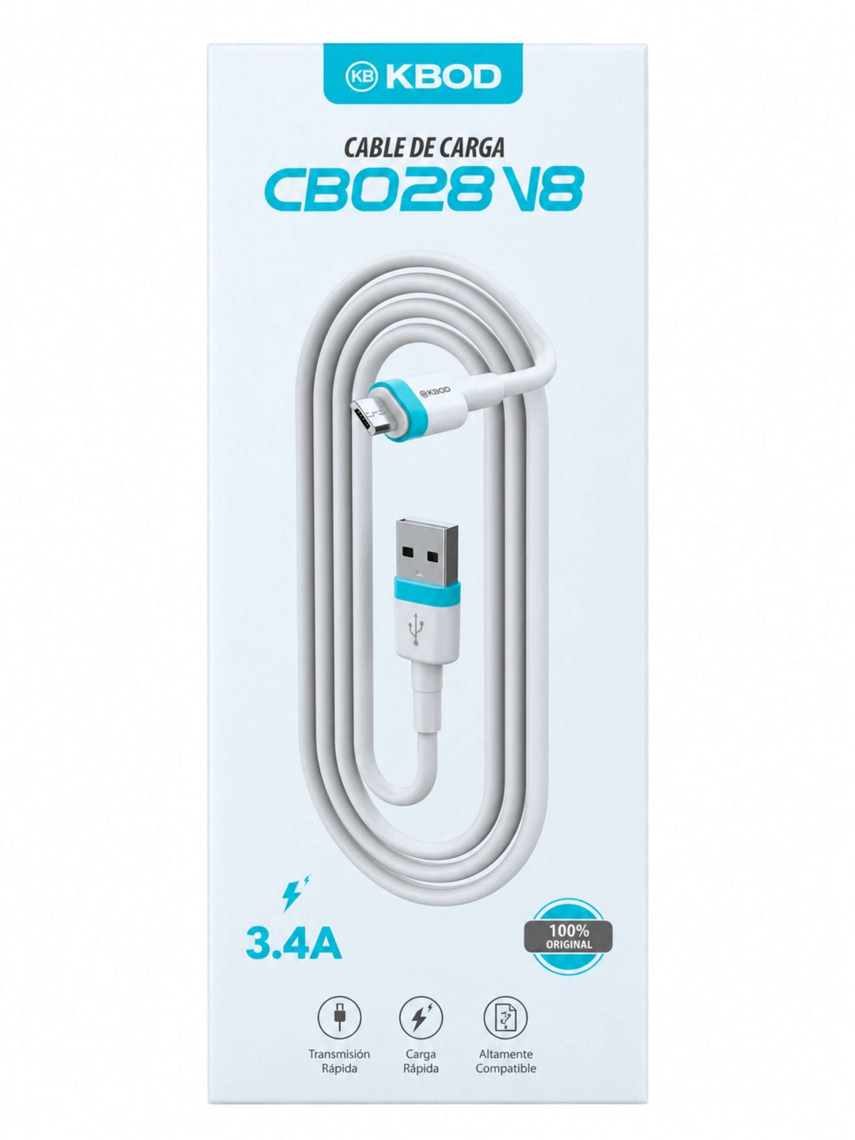 Cable USB-A a Micro USB 3.4A 1 m | KBOD