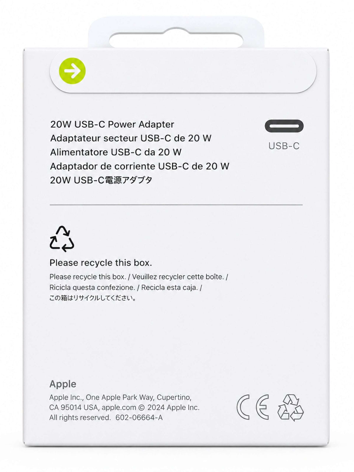Adaptador de Corriente Apple USB-C de 20W
