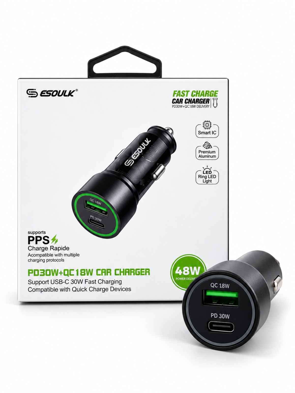 Cargador Para Carro Esoulk Cubo 48 Watts