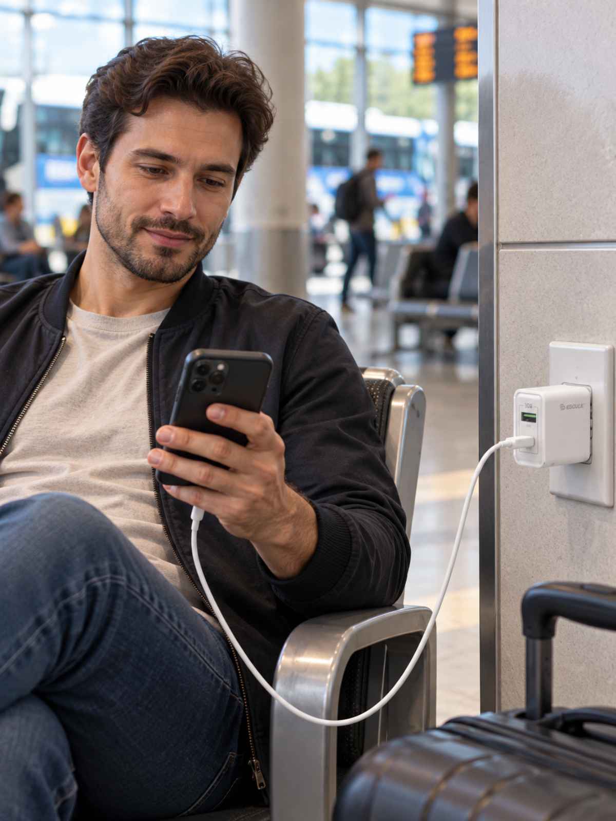 Cargador de Pared Esoulk 30W PD + QC con Cable USB-C a USB-C
