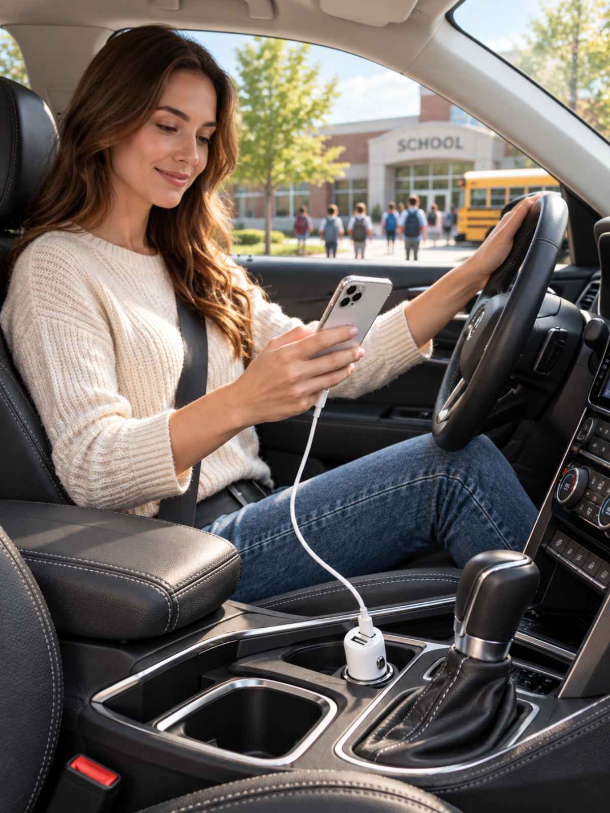 Cargador de Auto Esoulk 12W Doble USB con Cable 8-Pin de 5 ft