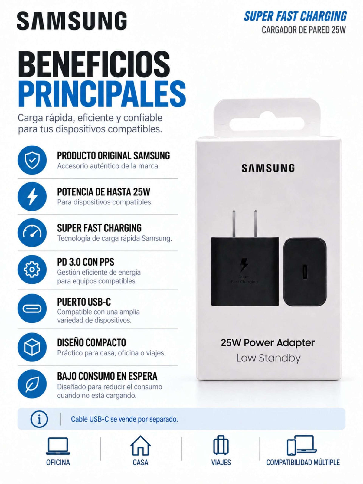 Cargador Original Samsung 25W USB-C