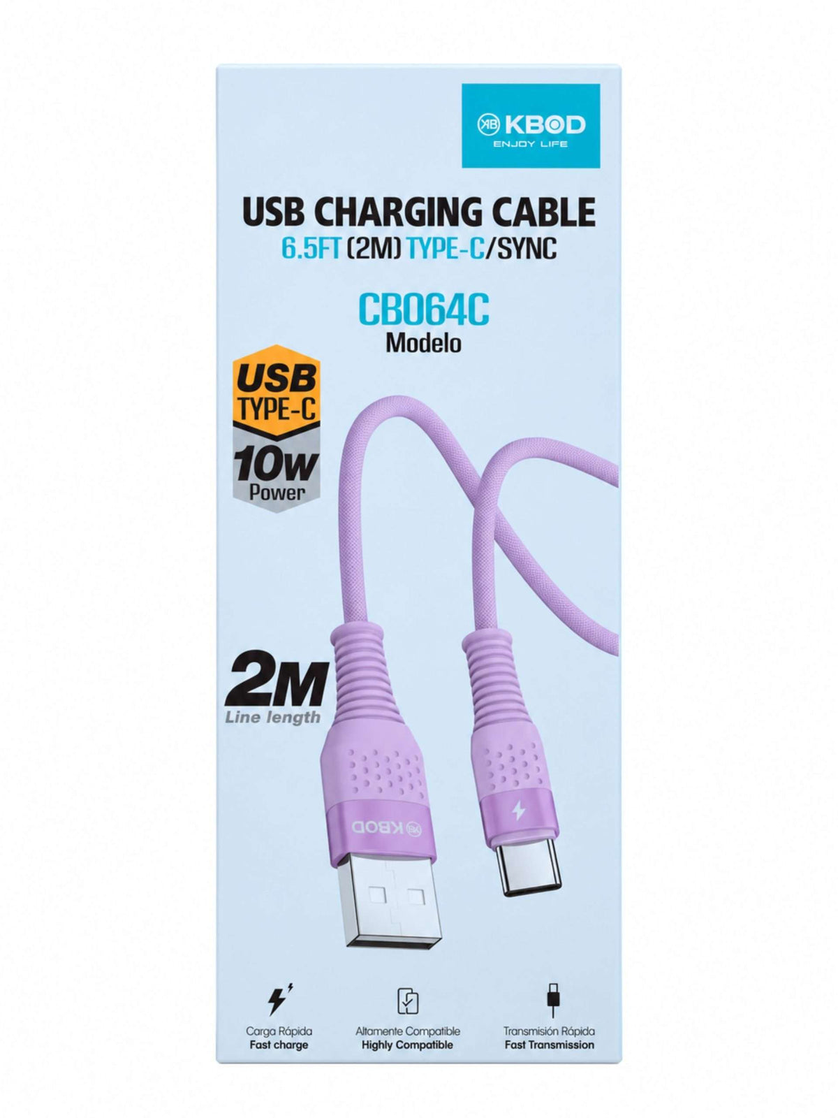 Cable USB-A a USB-C 10W 1 m | KBOD Morado