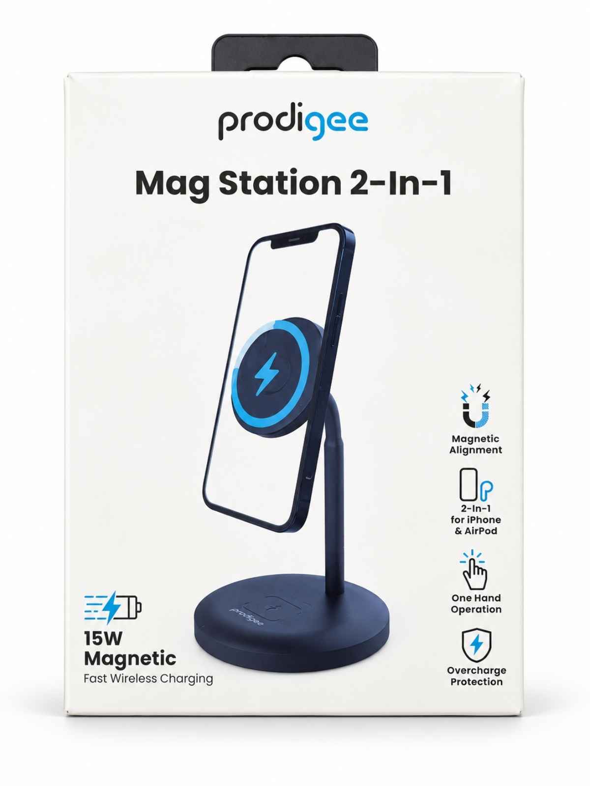 Cargador inalámbrico 2 en 1 Prodigee Mag Station 15W