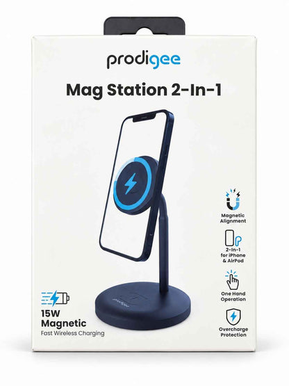 Cargador inalámbrico 2 en 1 Prodigee Mag Station 15W