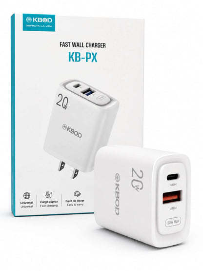 Cargador de Pared 20W PD con USB-C + USB-A | KBOD