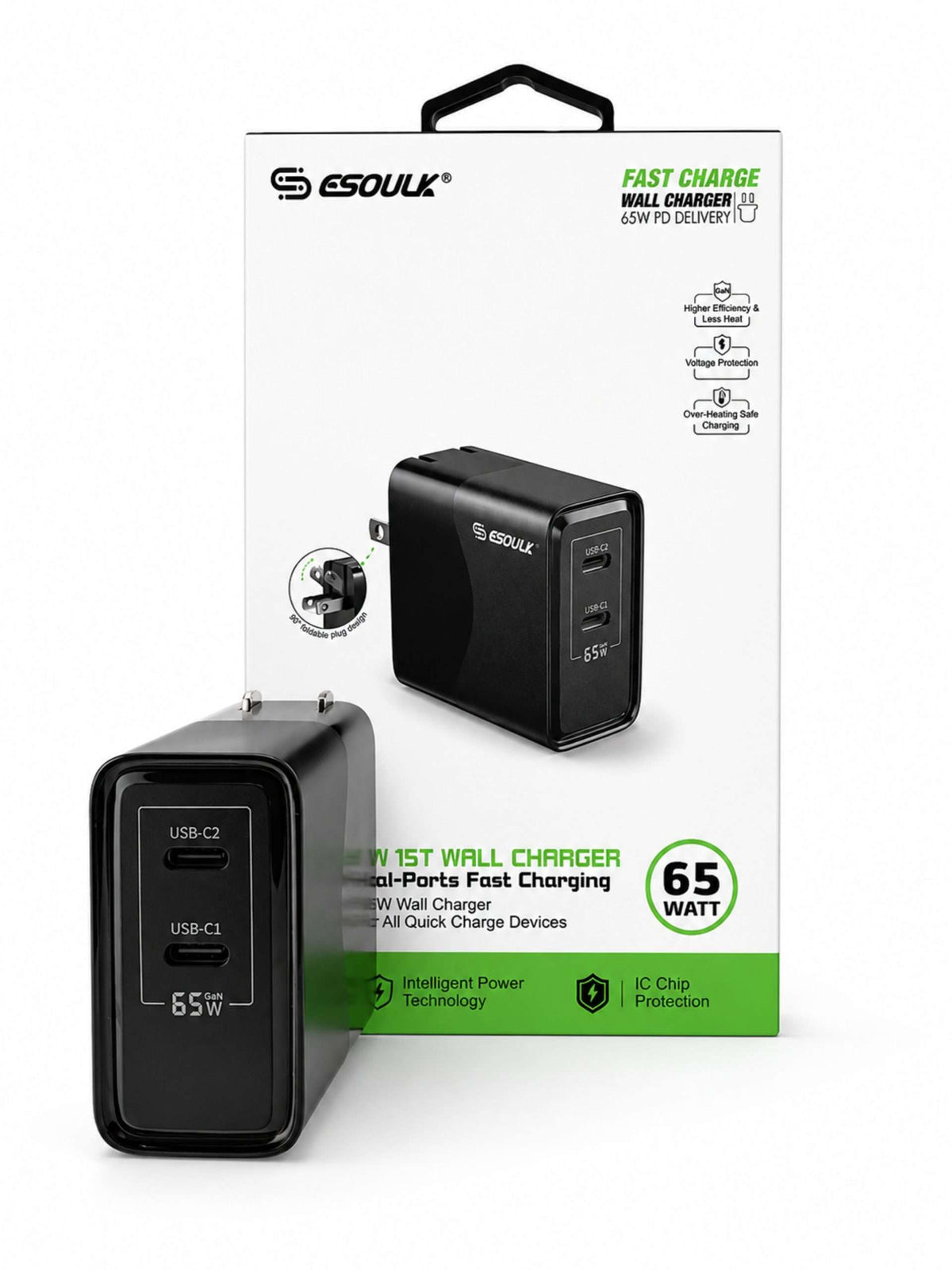 Cargador GaN 65W de 2 Puertos USB-C | Esoulk