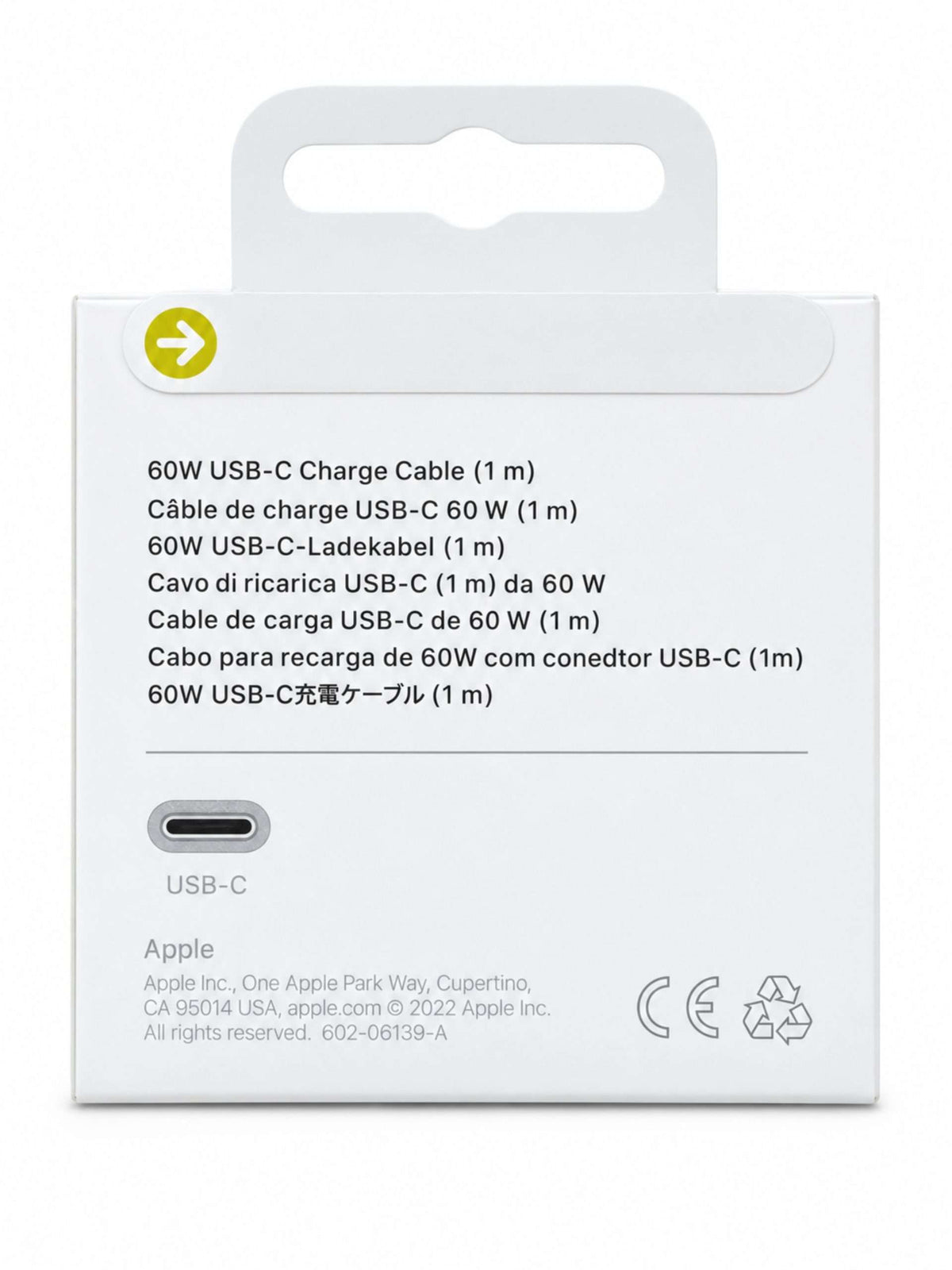 Cable Original Apple USB-C a USB-C 60W 1 m