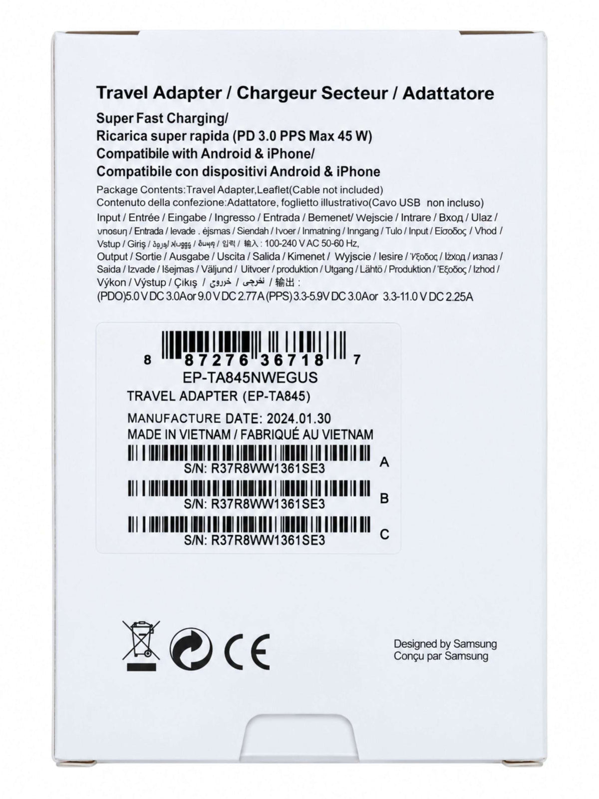 Cargador Original Samsung 45W USB-C