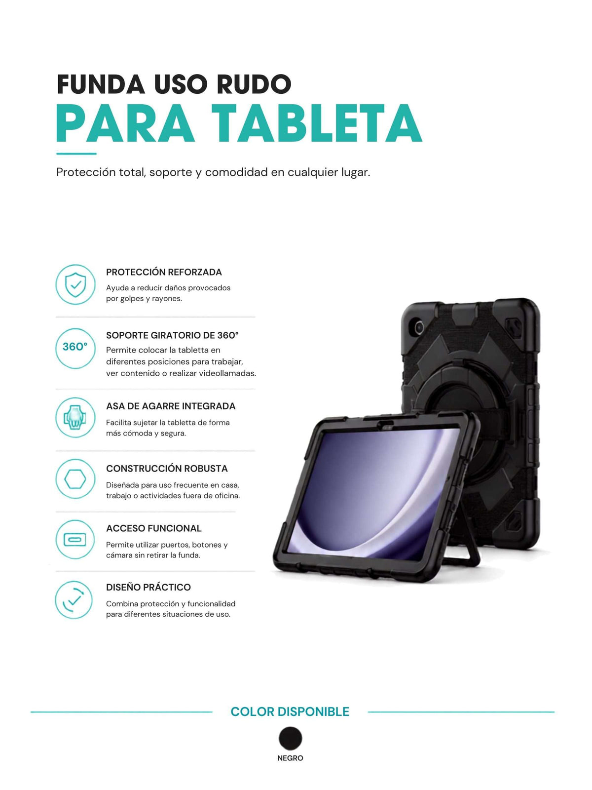 Funda Uso Rudo para Tableta con Soporte 360°