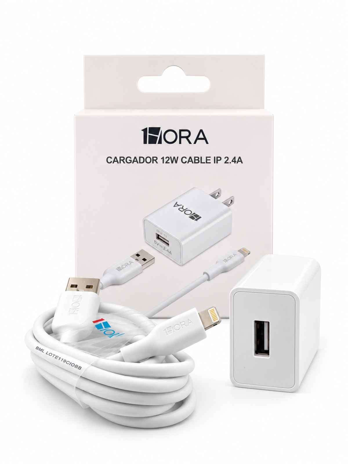 Kit de Carga 1HORA para iPhone 12W 2.4A con Cable Lightning