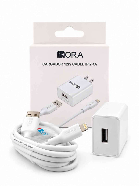 Kit de Carga 1HORA para iPhone 12W 2.4A con Cable Lightning