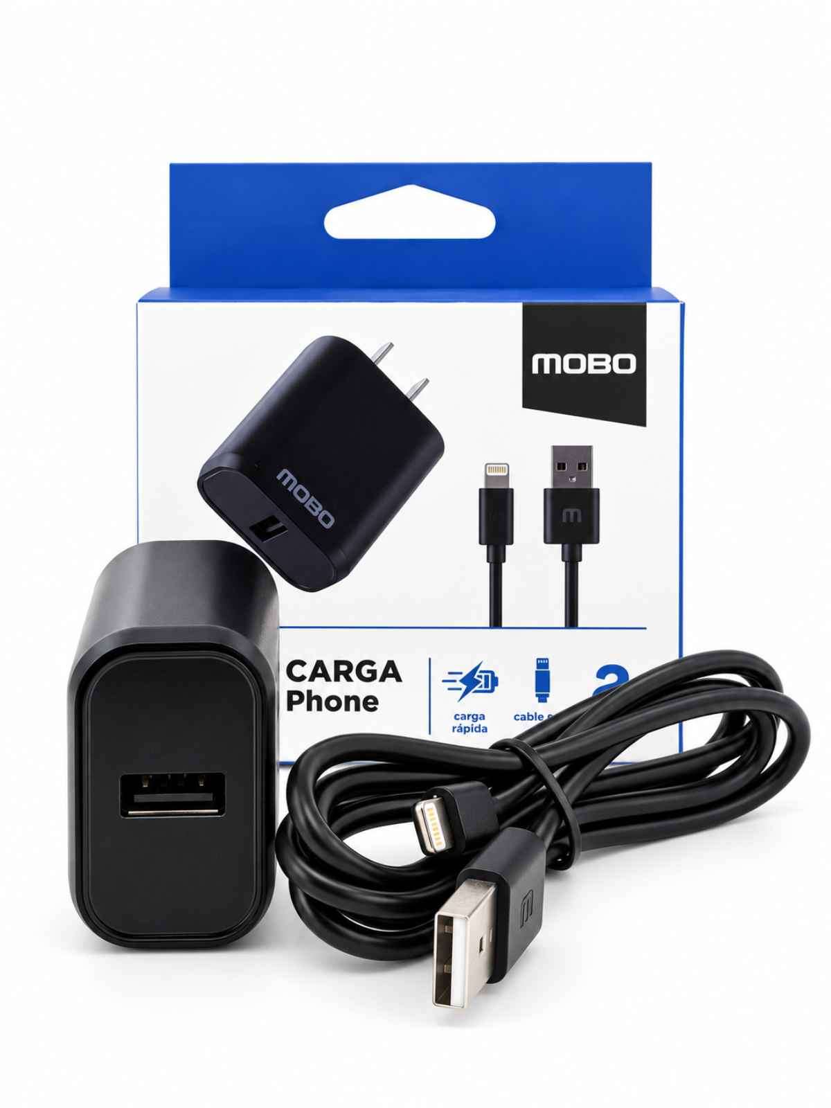 Kit de Carga MOBO para iPhone 2A USB-A con Cable Lightning de 1 m