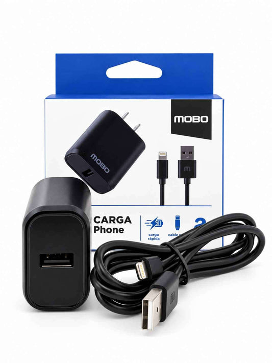Kit de Carga MOBO para iPhone 2A USB-A con Cable Lightning de 1 m
