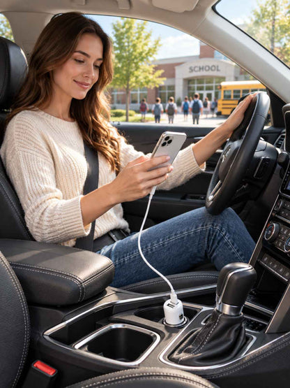 Cargador de Auto Esoulk 12W Doble USB con Cable 8-Pin de 5 ft