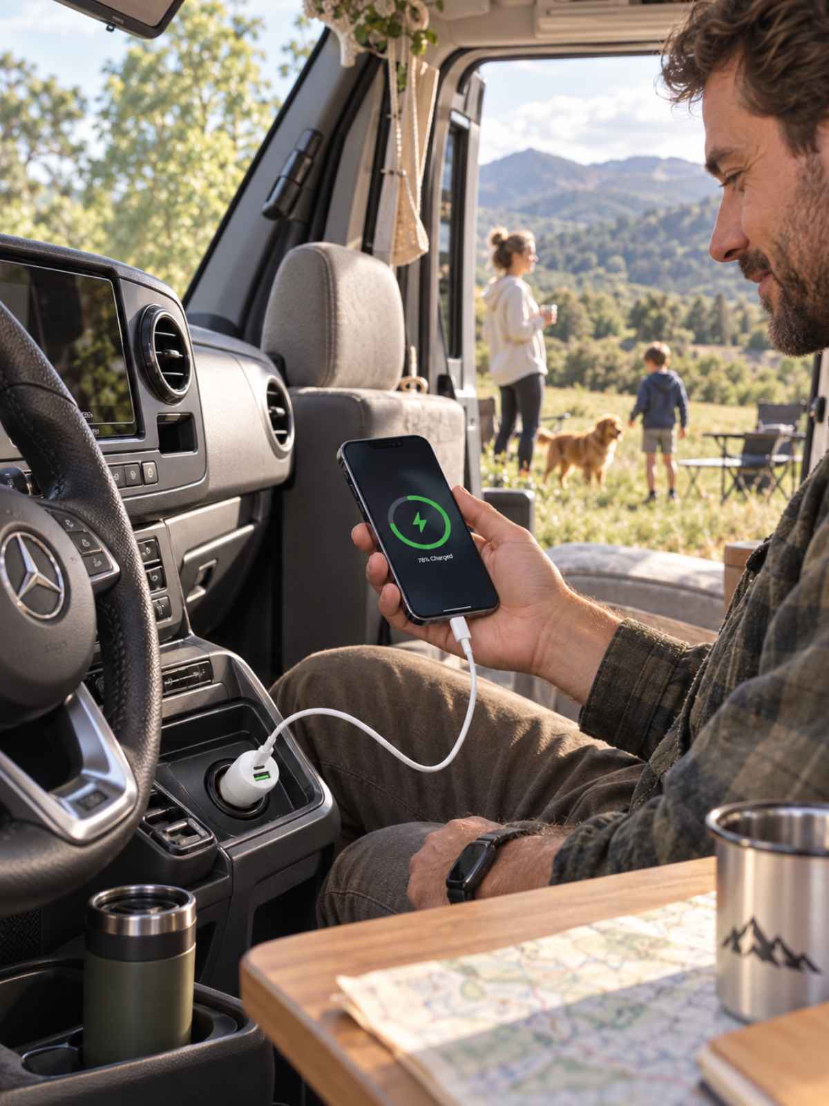Cargador de Auto Esoulk 48W PD 30W + QC 18W con Cable USB-C a USB-C