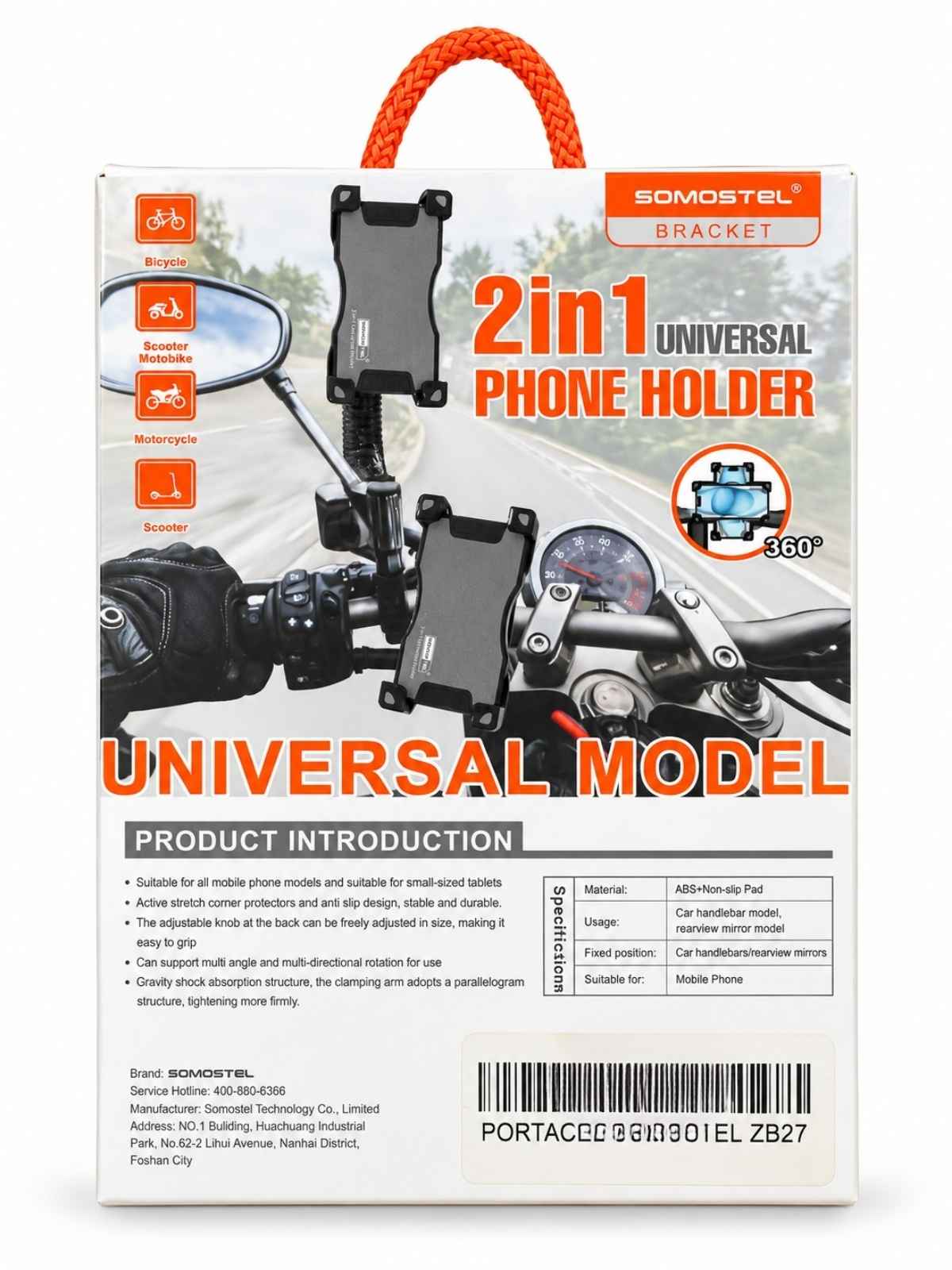 Soporte para celular de moto y bicicleta SOMOSTEL 2 en 1