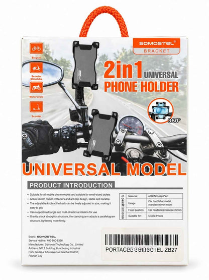 Soporte para celular de moto y bicicleta SOMOSTEL 2 en 1